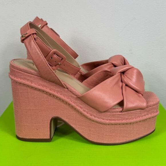 New Sam Edelman Theresa Square Toe Ankle Strap Platform Sandals in Pink Size 7 - Picture 5 of 10